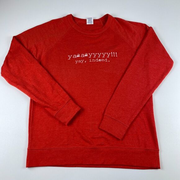 Small Town Murder Podcast Yay, indeed. Crew Neck Sweatshirt Unisex L Red - Picture 1 of 10